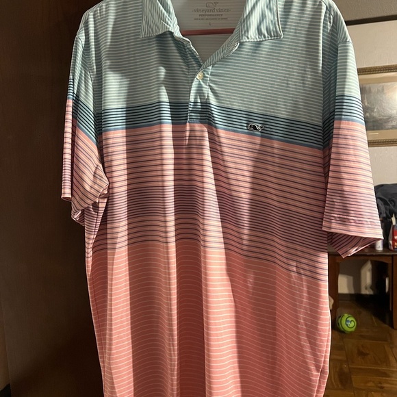 Vineyard Vines Other - Vineyard Vines Men's Striped Polo Shirt - Blue and Pink
